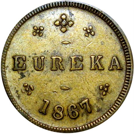 725  -  RULAU MV 601A  Raw VF 1867 Eureka Maverick Merchant token