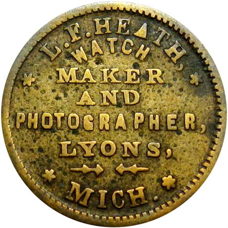 242  -  MI587C-1b R7 Raw VF Details Photographer Lyons Michigan Civil War token