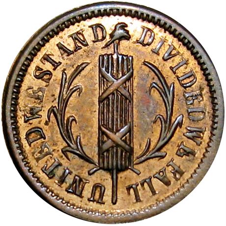 256  -  NY010A- 9d R8 Raw MS62 Copper Nickel Albany New York Civil War token
