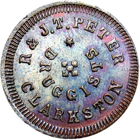 215  -  MI180B-3a R9 Raw MS63 Clarkston Michigan Civil War token