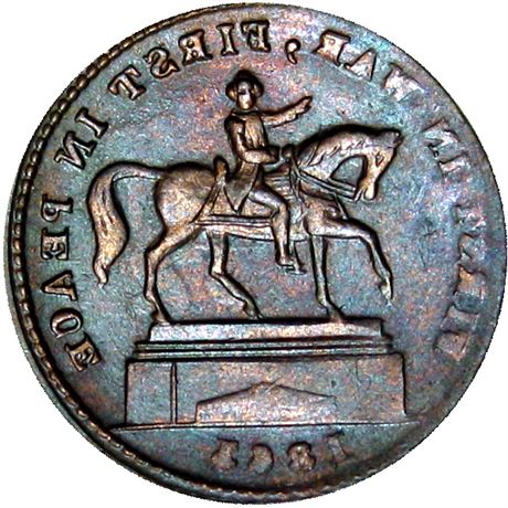 78  -  177/177 a R8 Raw MS63 Brockage Mint Error Patriotic Civil War token