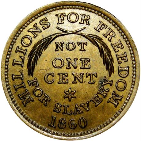 735  -  AL 1860-59 BR  Raw AU Abraham Lincoln Political Campaign token