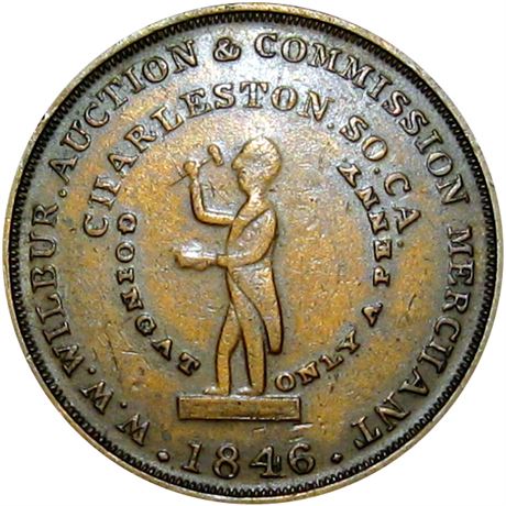 715  -  MILLER SC 10  Raw VF+ 1846 Charleston South Carolina Merchant token