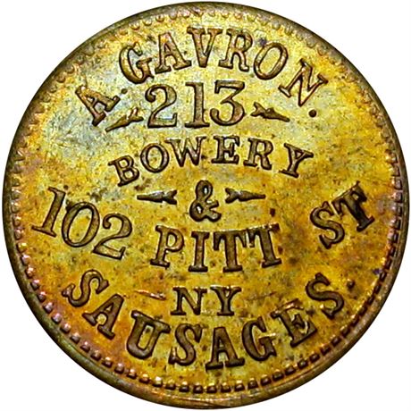 273  -  NY630AB-5b R7 Raw MS63 Brass New York Civil War token