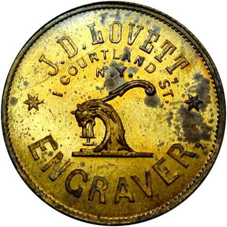 631  -  MILLER NY  503  Raw MS62 Die Sinker Lovett New York Merchant token