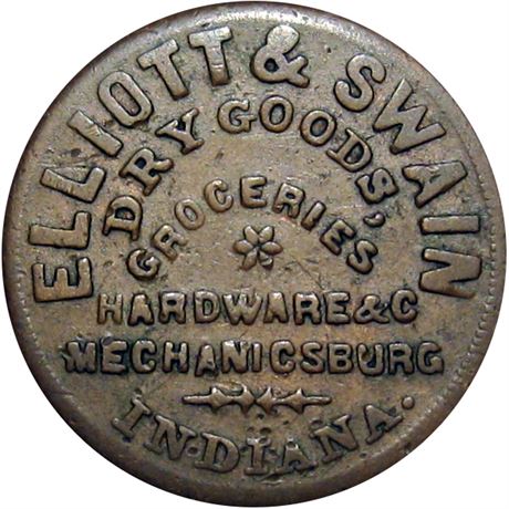 191  -  IN600A-1a R7 Raw FINE+ Mechanicsburg Indiana Civil War token