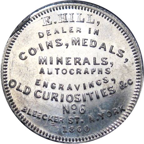 621  -  MILLER NY  340  Raw MS62 Hill Coin Dealer New York Merchant token
