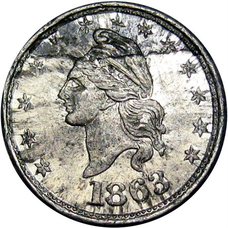 2  -    1/391 e R7 Raw UNC Details White Metal Patriotic Civil War token