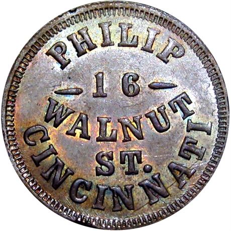 308  -  OH165EK-4a R9 Raw MS63 Cincinnati Ohio Civil War token