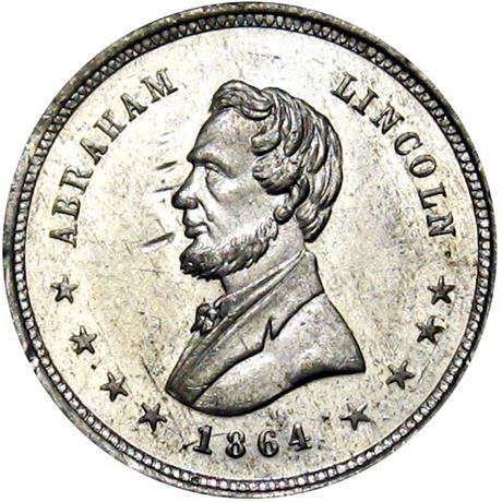 745  -  AL 1864-12 WM  Raw AU Details Abraham Lincoln Political Campaign token