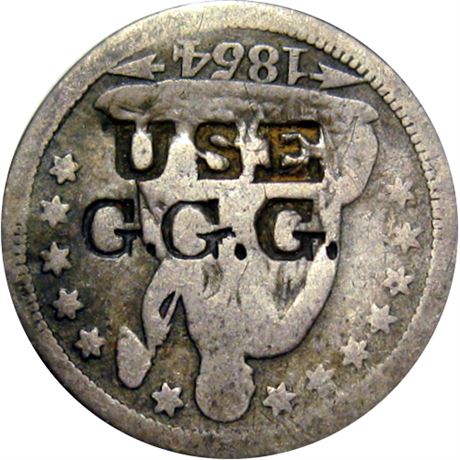 428  -  USE / G.G.G. on the obverse of an 1854 Dime Raw VF