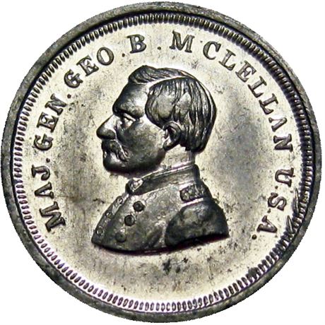 63  -  142/347 e R8 Raw MS62 White Metal Patriotic Civil War token