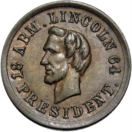 54  -  125/294 d R7 Raw MS63 Abraham Lincoln Patriotic Civil War token