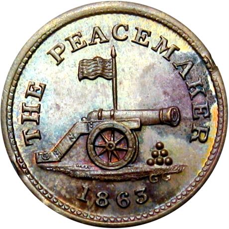 77  -  171/428 a R7 Raw UNC Details Rare Cannon Patriotic Civil War token