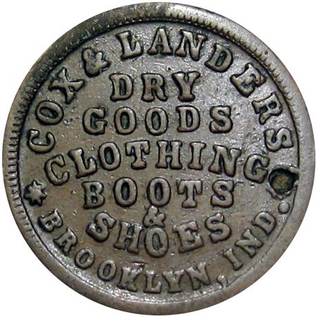 178  -  IN135A-1a R7 Raw VF Details Brooklyn Indiana Civil War token