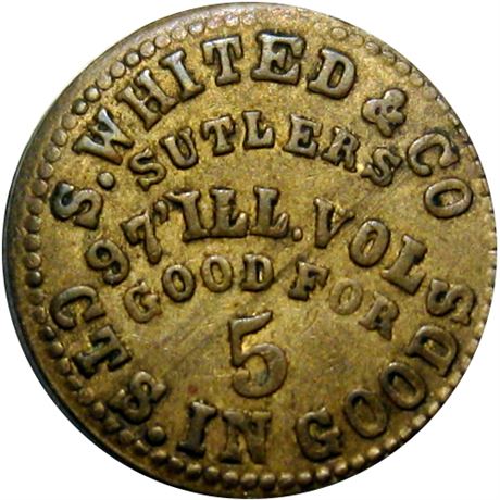 108  -  IL-97-05B R6 Raw EF 97th Illinois Civil War Sutler token