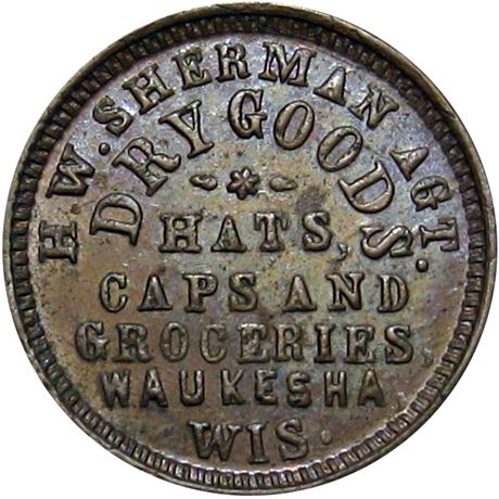 408  -  WI930C-1a R6 Raw AU Waukesha Wisconsin Civil War token