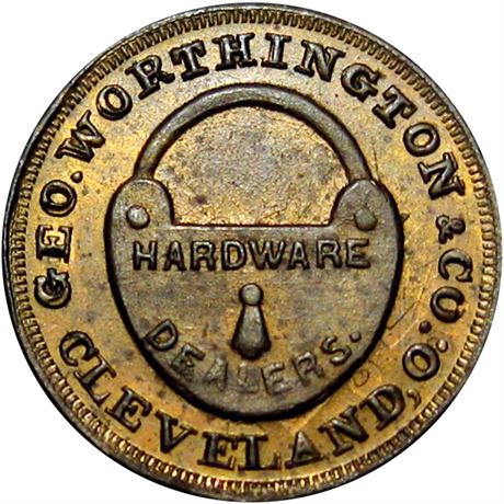 319  -  OH175S- 8b R9 Raw MS63 Cleveland Ohio Civil War token