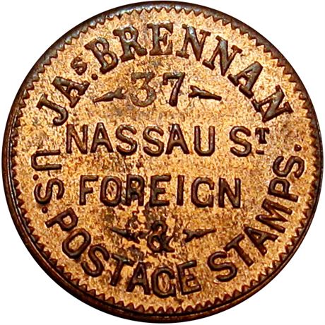 267  -  NY630 I-1a R3 Raw MS63 Stamp Dealer New York Civil War token