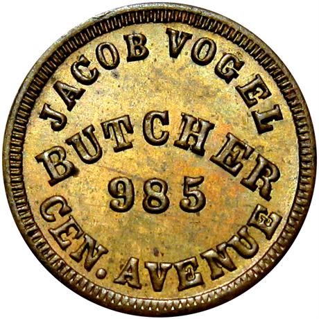 313  -  OH165GE-4b R7 Raw MS63 Brass Cincinnati Ohio Civil War token