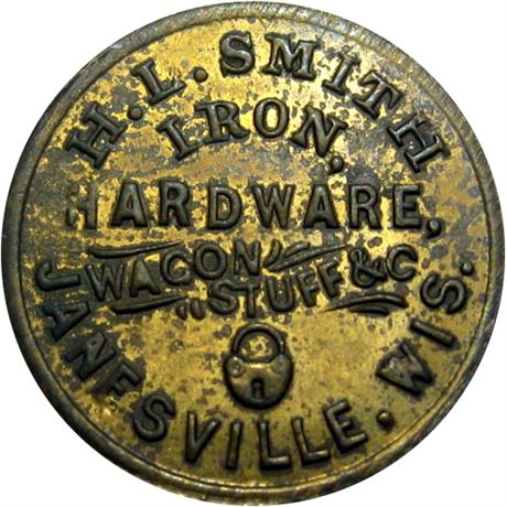 387  -  WI300G-1b R6 Raw AU Details Janesville Wisconsin Civil War token