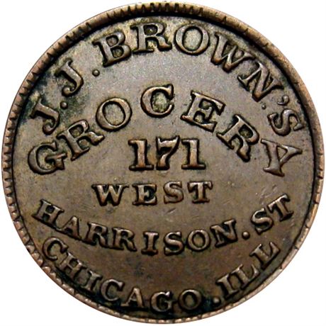141  -  IL150 H-1a R6 Raw EF+ Chicago Illinois Civil War token