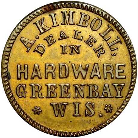 384  -  WI250C-1b R9 Raw UNC Details Green Bay Wisconsin Civil War token
