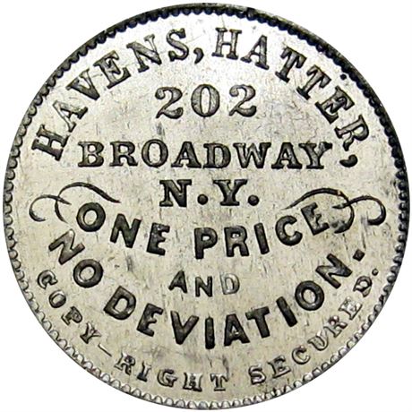 275  -  NY630AIa-1e R6 Raw MS63  New York Civil War token