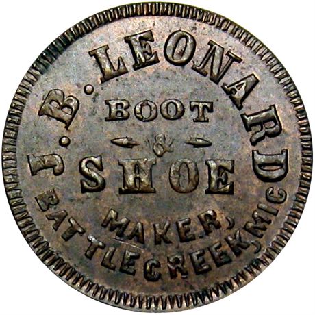 214  -  MI060B-1a R8 Raw AU+ Battle Creek Michigan Civil War token