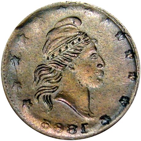 6  -    7/  7 a R8 Raw EF Brockage Mint Error Patriotic Civil War token