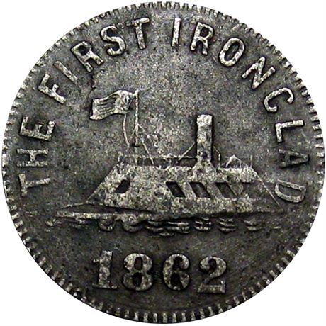 101  -  498/499 Iron R8 Raw VF+ Merrimac Relic Patriotic Civil War token