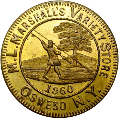671  -  MILLER NY 1009  Raw MS64 Coin Dealer Marshall New York Merchant token