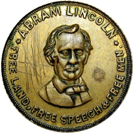 738  -  AL 1860-70 BR  Raw EF Details Abraham Lincoln Political Campaign token