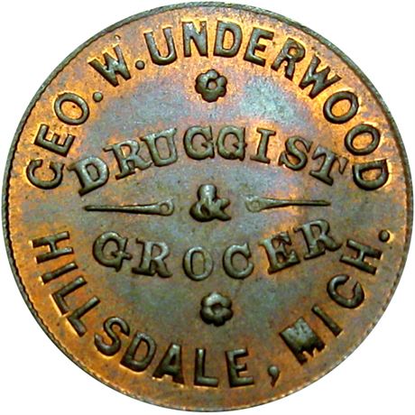 237  -  MI450O-2a R4 Raw MS64 Hillsdale Michigan Civil War token