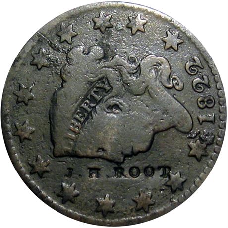 458  -  J. H. ROOT on obverse of 1822 Cent Raw VF