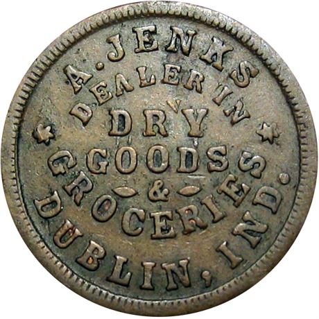 182  -  IN250A-1a R7 Raw FINE+ Dublin Indiana Civil War token