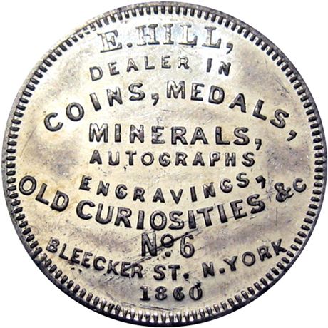 617  -  MILLER NY  308  Raw MS62 Hill Coin Dealer New York Merchant token