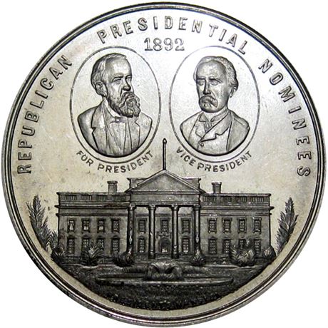 762  -  BH 1892-01 AL  Raw MS63 Benjamin Harrison Political Campaign token