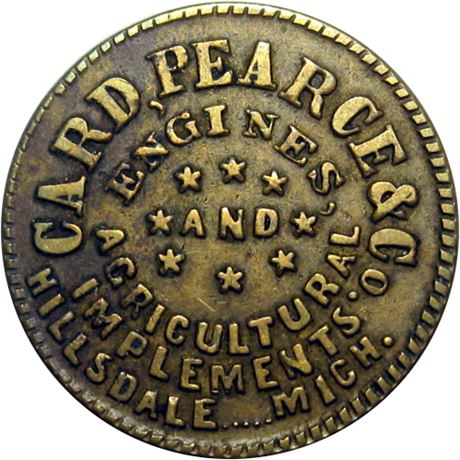 232  -  MI450C-3b R9 Raw VF+ Hillsdale Michigan Civil War token