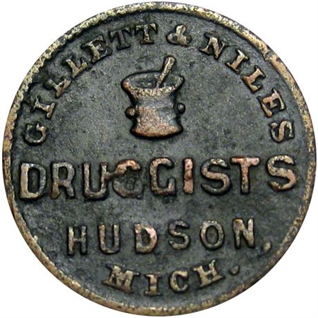 238  -  MI480C-1a R9 Raw VF Details Very Rare Hudson Michigan Civil War token