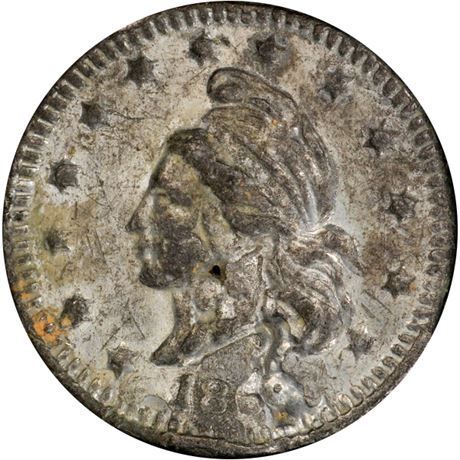 252  -    4/354 g R7 PCGS AU58 Rare Dies Patriotic Civil War token