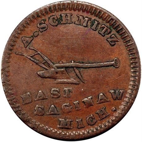 76  -  MI280E-2a R9 PCGS MS63 BN East Saginaw Michigan Civil War token