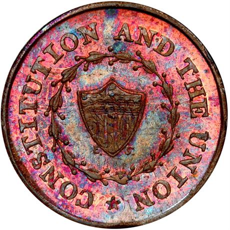 257  -   60/346 ao R6 PCGS MS65 BN Struck Over Felix Patriotic Civil War token