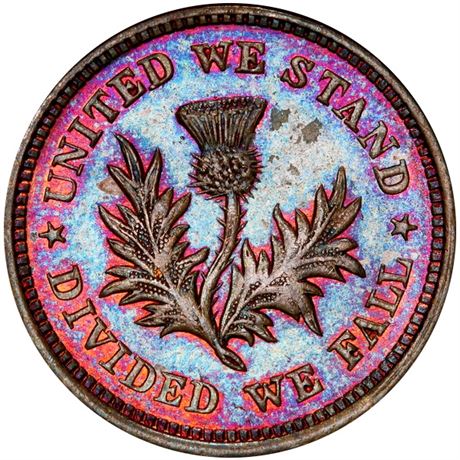 313  -  449/471 a R3 PCGS MS65 BN Thistle Patriotic Civil War token