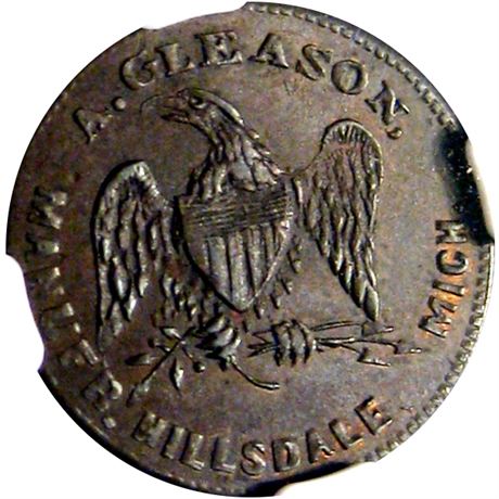 77  -  MI450H-4a R9 NGC MS62 BN Hillsdale Michigan Civil War token
