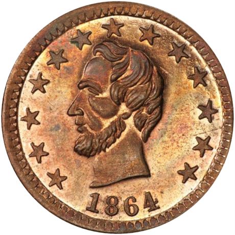 279  -  127/248 d R9 PCGS MS64 Abraham Lincoln Patriotic Civil War token