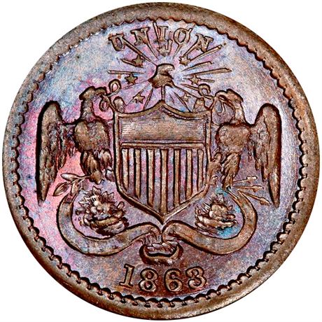 292  -  167/318 a R5 PCGS MS64 BN Eagle on Shield Patriotic Civil War token
