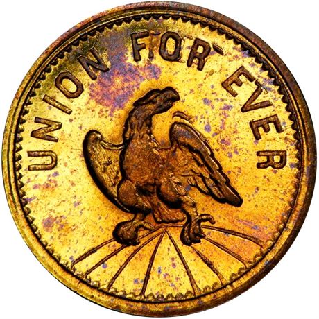 312  -  433/434 b R8 PCGS MS65 Brass Eagles Patriotic Civil War token