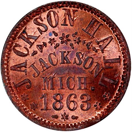 79  -  MI525C- 3a R3 PCGS MS66 RB Jackson Michigan Civil War token