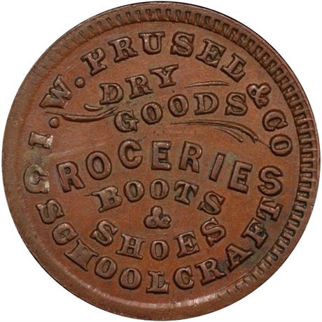 86  -  MI900B-1a R7 PCGS AU Details Schoolcraft Michigan Civil War token
